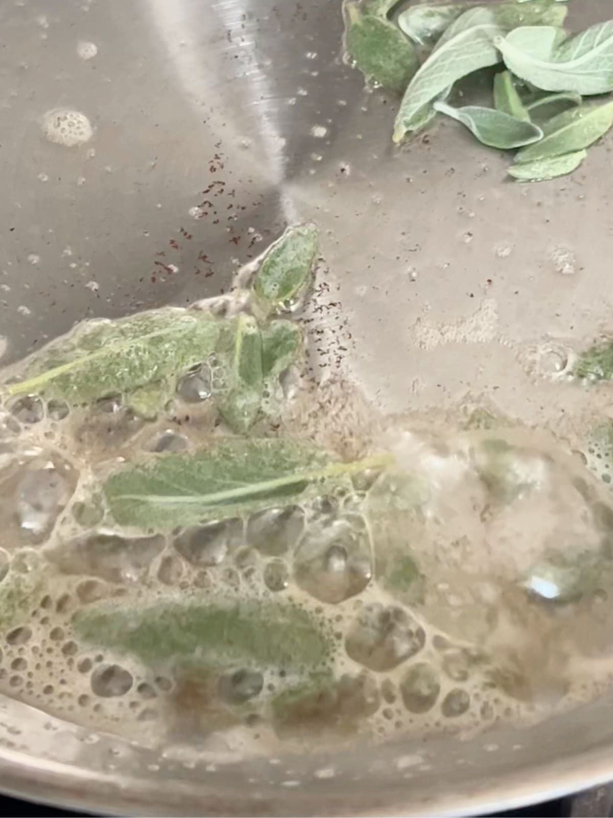 Sage and butter in a skillet.